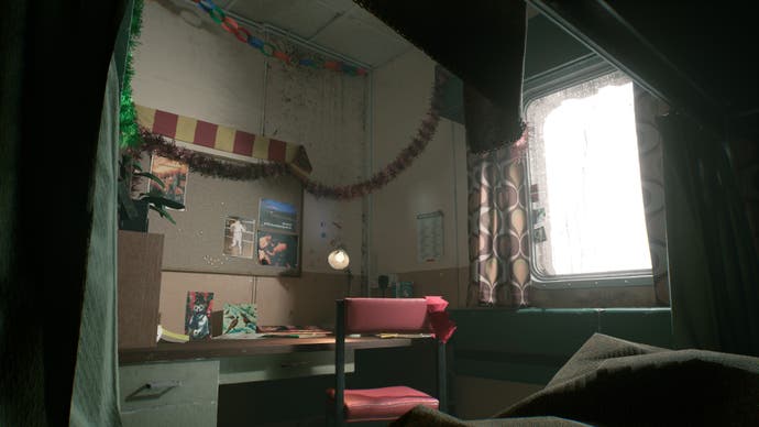 Still Wakes the Deep official screenshot showing a small bedroom in an oil rig